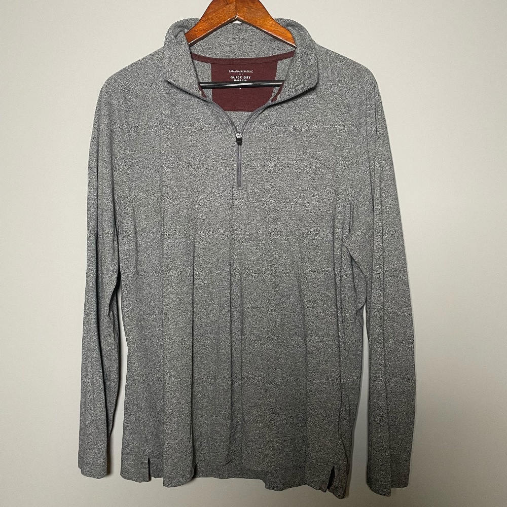 Banana Republic Quick Dry 1/4 Half Zip Long Sleeve Gray/Grey Size Large (L)